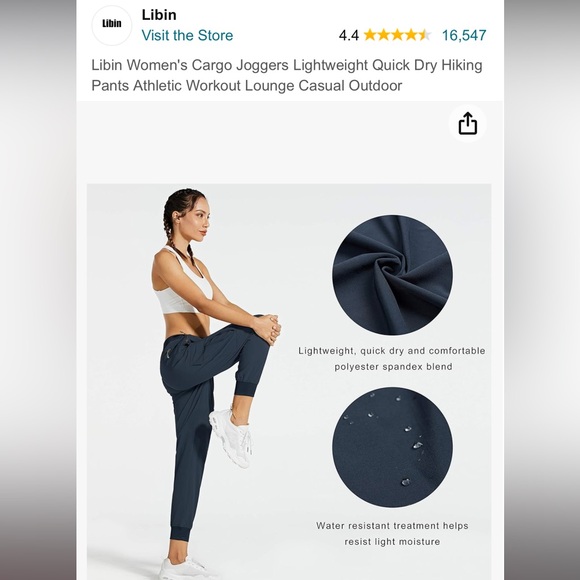 Lightweight, quick dry XS navy joggers (NWT) - Picture 2 of 2